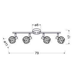 ACROBAT LISTWA 4X40W E14 CZARNY KLOSZ MIEDZIANY 94-22226