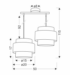 TOSCANA LAMPA WISZĄCA CZARNY 2X60W E27 ABAŻUR BORDOWY+CZARNY 32-23971