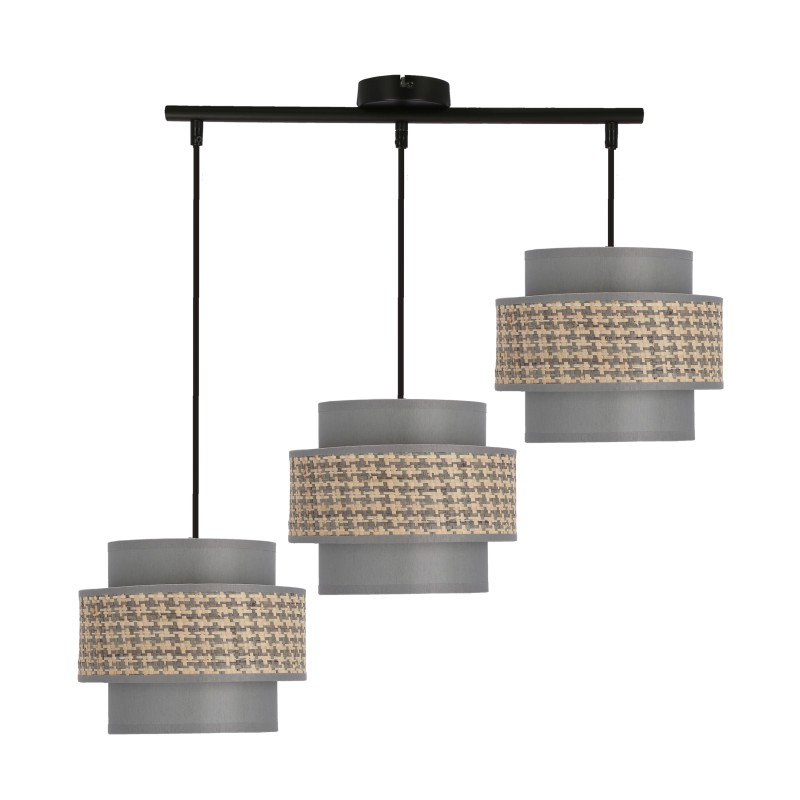 LUCCIA LAMPA WISZĄCA CZARNY 3X40W E27 ABAŻUR SZARO BEŻOWY+GRAFITOWY 33-23964