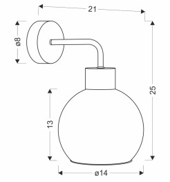 LADY LAMPA KINKIET CZARNY 1X40W E27 KLOSZ ZŁOTY 21-27894