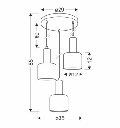 ISAR LAMPA WISZĄCA TALERZ CZARNY 3X40 E27 KLOSZ BURSZTYNOWY 33-21328