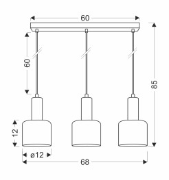 ISAR LAMPA WISZĄCA CZARNY 3X40 E27 KLOSZ BURSZTYNOWY 33-21311