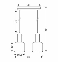 ISAR LAMPA WISZĄCA CZARNY 2X40 E27 KLOSZ BURSZTYNOWY 32-21304