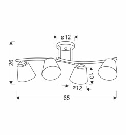 GRECO LAMPA SUFITOWA CZARNY+ZŁOTY 4X40 E27 KLOSZ BIAŁY 34-22646