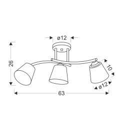 GRECO LAMPA SUFITOWA CZARNY+ZŁOTY 3X40 E27 KLOSZ BIAŁY 33-22639