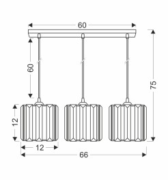 GLASSIA LAMPA WISZĄCA CZARNY 3X40 E27 KLOSZ CZARNY+KRYSZTAŁY BEZBARWNE 33-21120