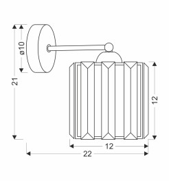 GLASSIA LAMPA KINKIET CZARNY 1X40 E27 KLOSZ CZARNY+KRYSZTAŁY BEZBARWNE 21-21090