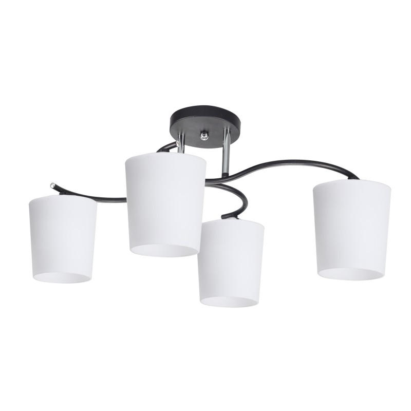 ESNYR LAMPA SUFITOWA CHROMOWY+CZARNY 4X40 E27 KLOSZ BIAŁY 34-22677