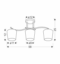 ESNYR LAMPA SUFITOWA CHROMOWY+CZARNY 3X40 E27 KLOSZ BIAŁY 33-22660