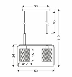 CROWN LAMPA WISZĄCA CZARNY 2X40W E27 ABAŻUR BEŻOWY 32-26774