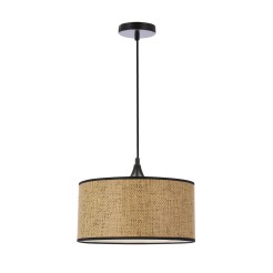 ANAKA LAMPA WISZĄCA CZARNY 1X40W E27 ABAŻUR PLECIONKA BEŻOWO-BRĄZOWA 31-27269