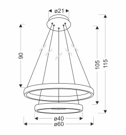 HASHIM LAMPA WISZĄCA 60+40CM ZŁOTY 22W+34W LED KLRYSZTAŁKI BEZBARWNE 32-28433