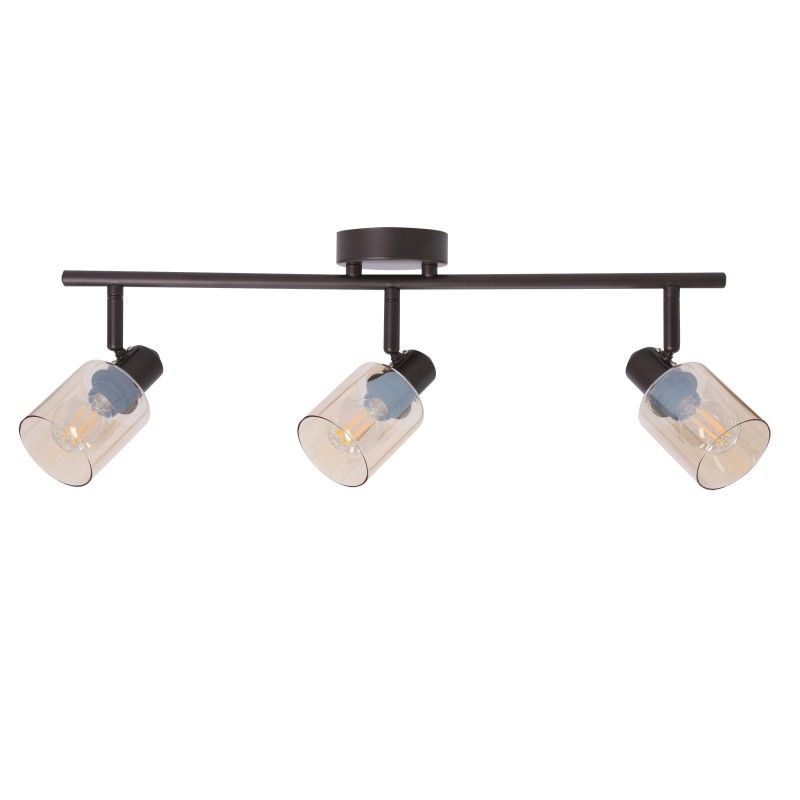 AGRA LAMPA SUFITOWA BRUNATNY 3X40W E14 KLOSZ BURSZTYNOWY 93-25050