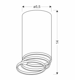 TUBA LAMPA SUFITOWA CZARNY 1X15W GU10 ŚR. 5,5 CM 2228150