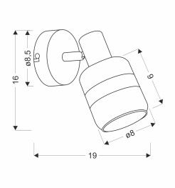 YUKI LAMPA KINKIET CZARNY MATOWY 1X15W E14 KLOSZ DYMIONY 91-13415