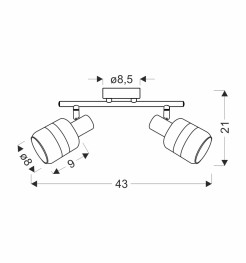 YUKI LAMPA LISTWA CZARNY MATOWY 2X15W E14 KLOSZ DYMIONY 92-13422