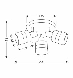 YUKI LAMPA PLAFON CZARNY MATOWY 3X15W E14 KLOSZ DYMIONY 98-13439