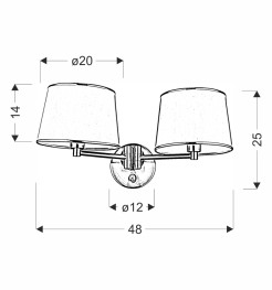 IBIS LAMPA KINKIET PATYNOWY 2X40W E14 ABAŻUR CZARNY 22-27603