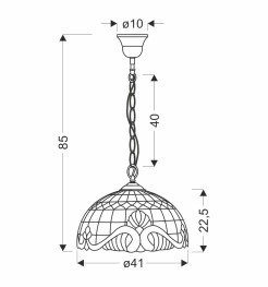 MARSALA LAMPA WISZĄCA 41 PATYNOWY 1X60 E27 KLOSZ WITRAŻOWY 31-20673