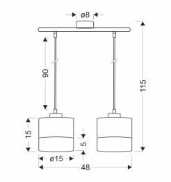 PORTO LAMPA WISZĄCA BIAŁY 2X60W E27 ABAŻUR BIAŁY+ORZECHOWY 32-21632