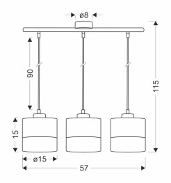 PORTO LAMPA WISZĄCA BIAŁY 3X60W E27 ABAŻUR BIAŁY+ORZECHOWY 33-21649