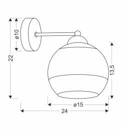 CONTESSA LAMPA KINKIET CZARNY 1X40 E27 KLOSZ ZŁOTY 21-21199