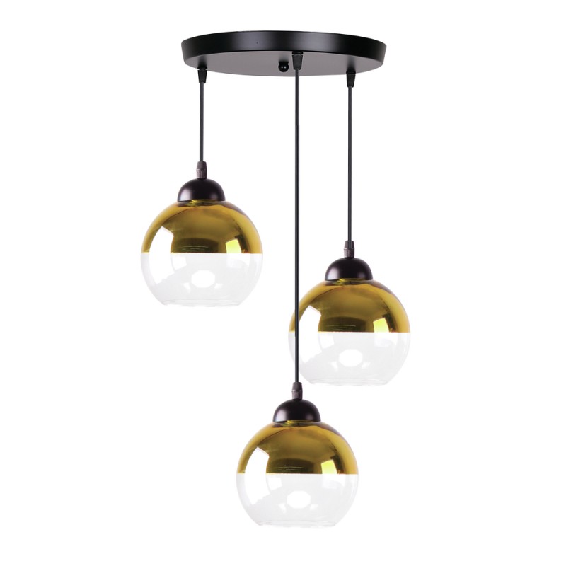 CONTESSA LAMPA WISZĄCA TALERZ CZARNY 3X40 E27 KLOSZ ZŁOTY 33-21281