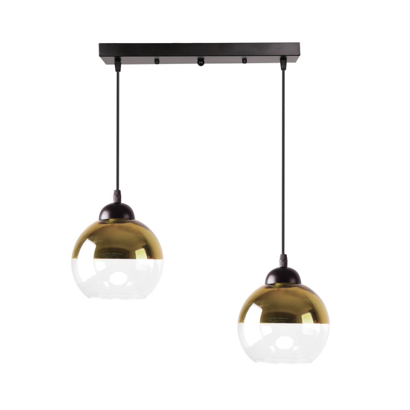 CONTESSA LAMPA WISZĄCA CZARNY 2X40 E27 KLOSZ ZŁOTY 32-21229