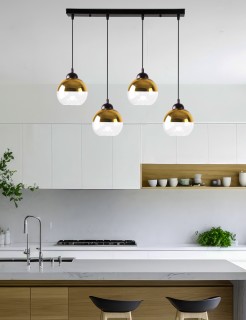 CONTESSA LAMPA WISZĄCA CZARNY 4X40 E27 KLOSZ ZŁOTY 34-21274