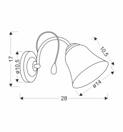 ORA LAMPA KINKIET ZŁOTY 1X40 E27 KLOSZ BIAŁY 21-22431