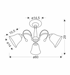 ORA LAMPA SUFITOWA  ZŁOTY 3X40 E27 KLOSZ BIAŁY 33-22424