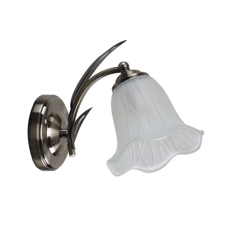 ANTIQA LAMPA KINKIET PATYNOWY 1X40 E27 KLOSZ BIAŁY 21-22486