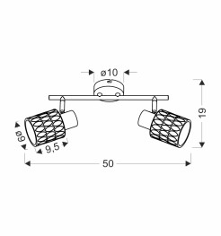 BILL LAMPA SUFITOWA LISTWA CZARNY 2X40W E27 KLOSZ DYMIONY 92-27382