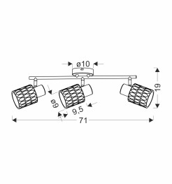 BILL LAMPA SUFITOWA LISTWA CZARNY 3X40W E27 KLOSZ DYMIONY 93-27399