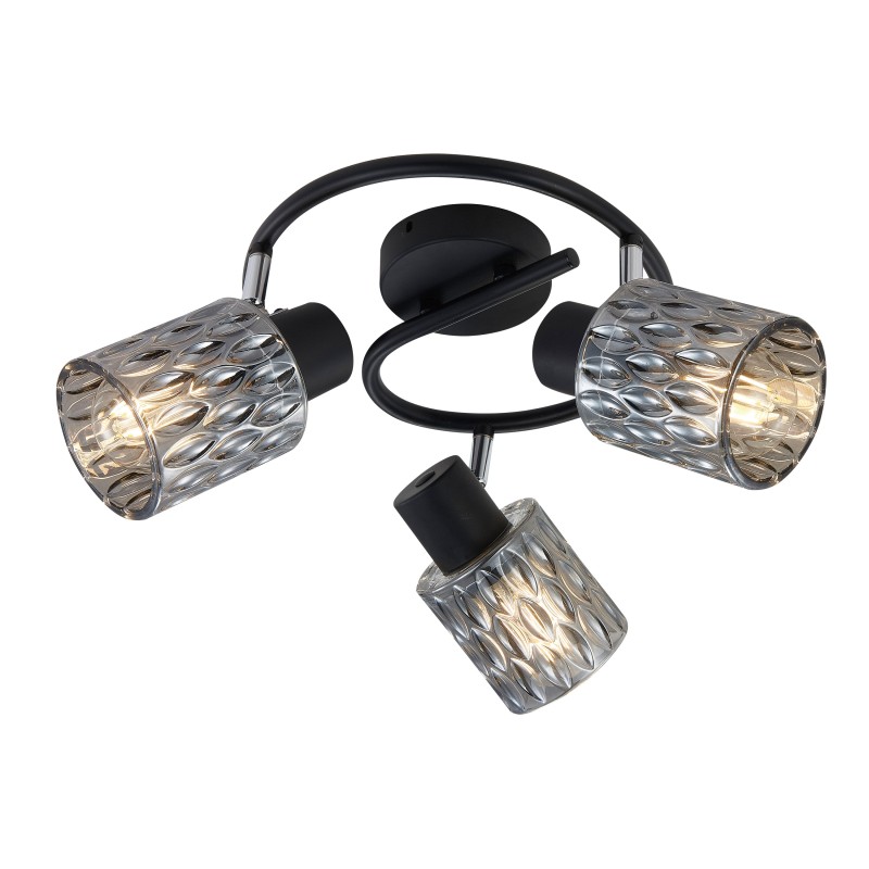 BILL LAMPA SUFITOWA SPIRALA CZARNY 3X40W E27 KLOSZ DYMIONY 98-27405