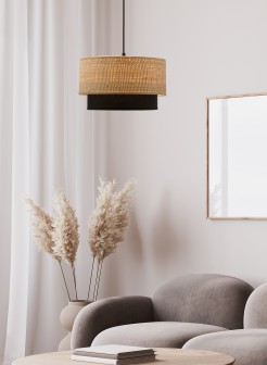 RITANA 25 LAMPA WISZĄCA CZARNY 1X60 E27 ABAŻUR BEŻOWY+CZARNY 31-21700