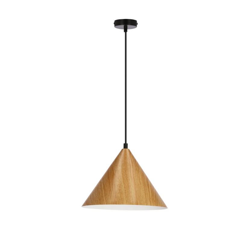 DUNCA LAMPA WISZĄCA 25 CZARNY 1X40 E27 KLOSZ JASNY DĘBOWY 31-23414