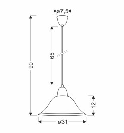 RUBI LAMPA WISZĄCA PATYNOWY 1X60W E27 KLOSZ BIAŁY ALABASTROWY 31-24978