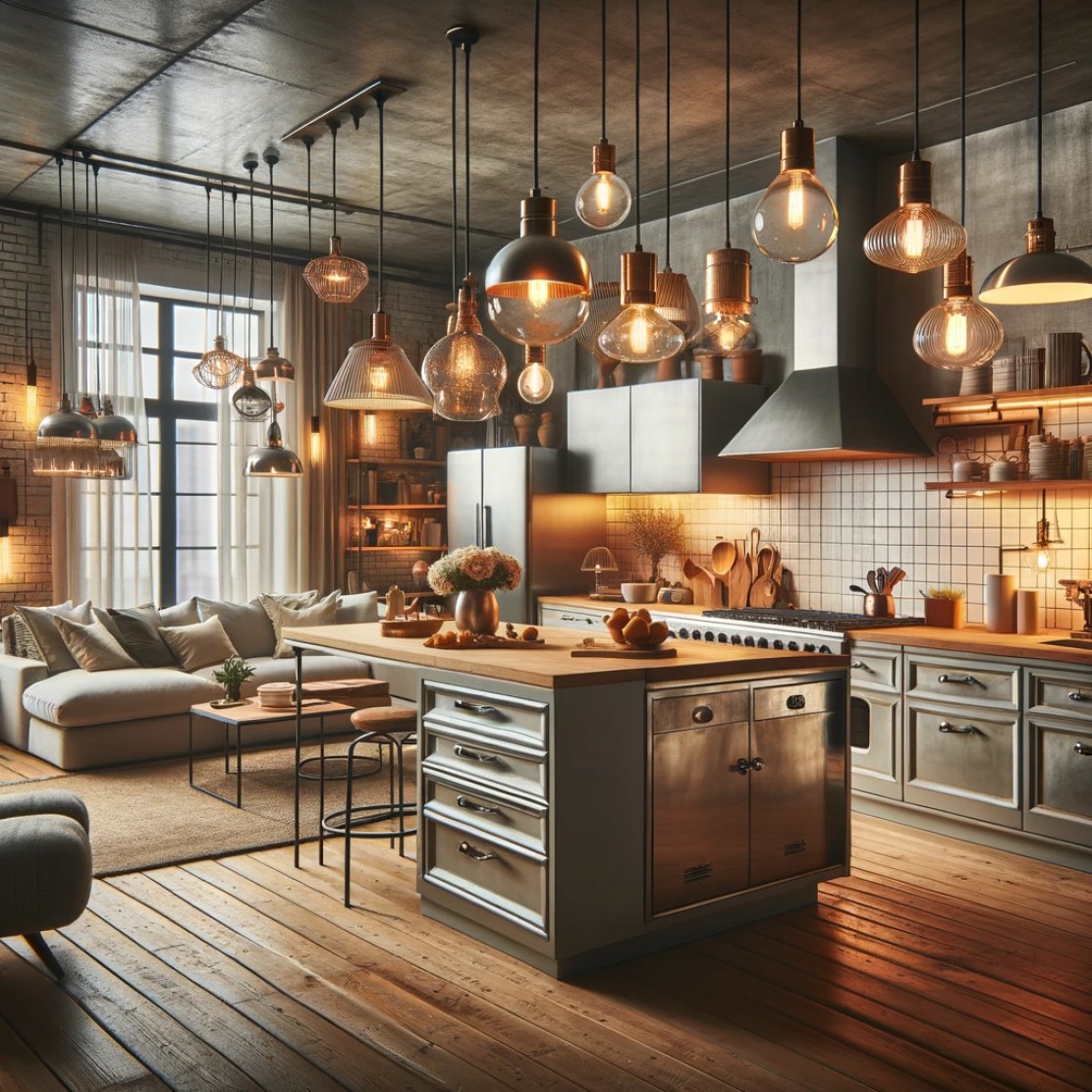 Industrialne lampy do kuchni i salonu