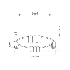 Lampa wisząca (koło) GENESIS BLACK 10xGU10 ML0373