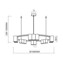 Lampa wisząca (koło) GENESIS BLACK 15xGU10 ML0376