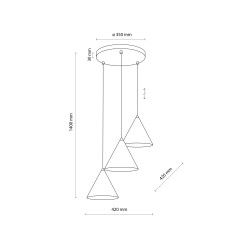 CONO WHITE LAMPA WISZĄCA 3 KOŁO 10012