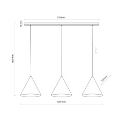 CONO BLACK LAMPA WISZĄCA L 3 LISTWA 10060