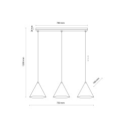 CONO BLACK LAMPA WISZĄCA S 3 LISTWA 10068