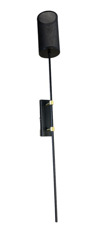 wall lamp with fence shade "long" black/brass 1 0725