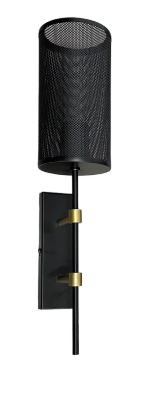 wall lamp with fence shade "short" black/brass 1 0726