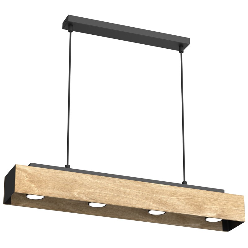 żyrandol  black/natural wood 4xGU10 1645