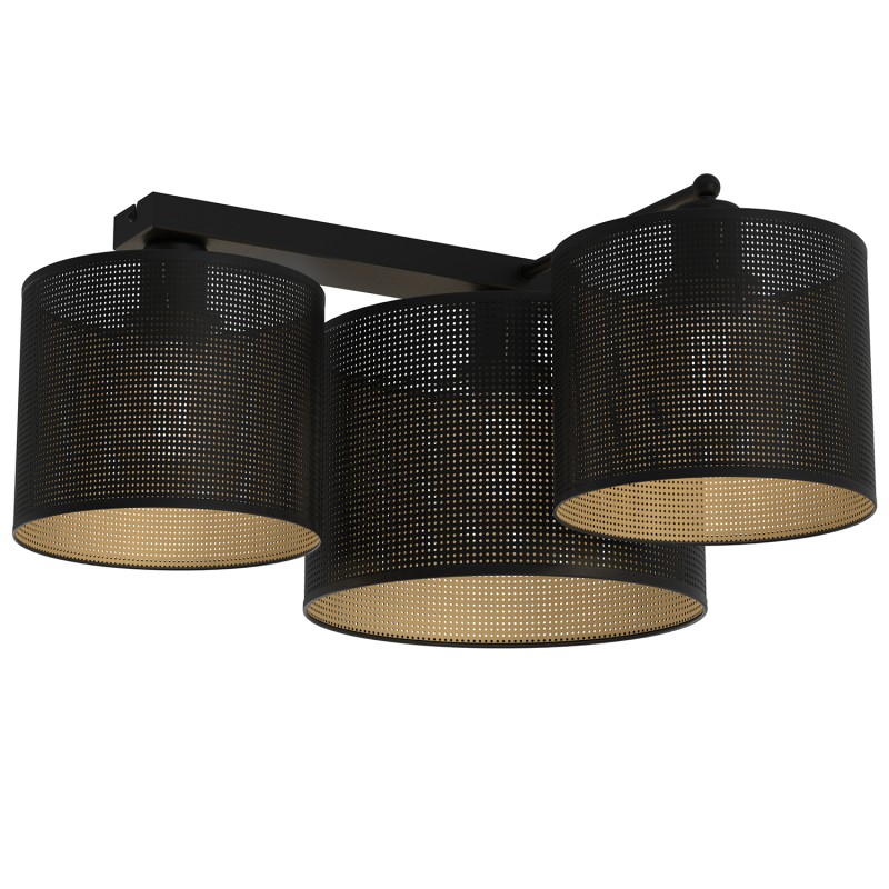 plafon  black 90 degree, cylinder shade dia 250, h=170 + dia 180, h=150 black/gold 3 5229