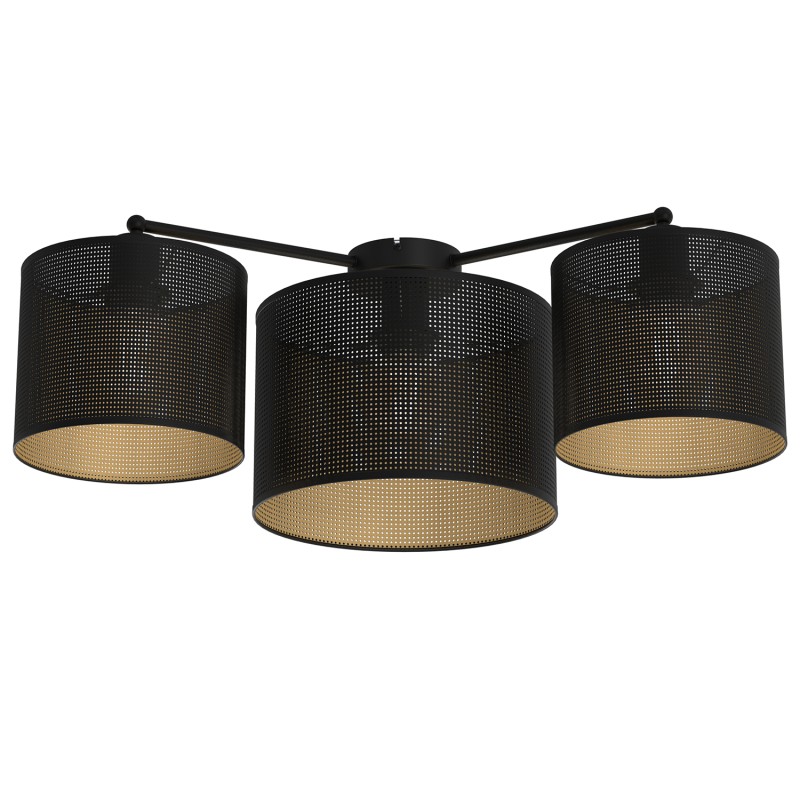 plafon  black 120 degree, cylinder shade dia 250, h=170 + dia 180, h=150 black/gold 3 5230