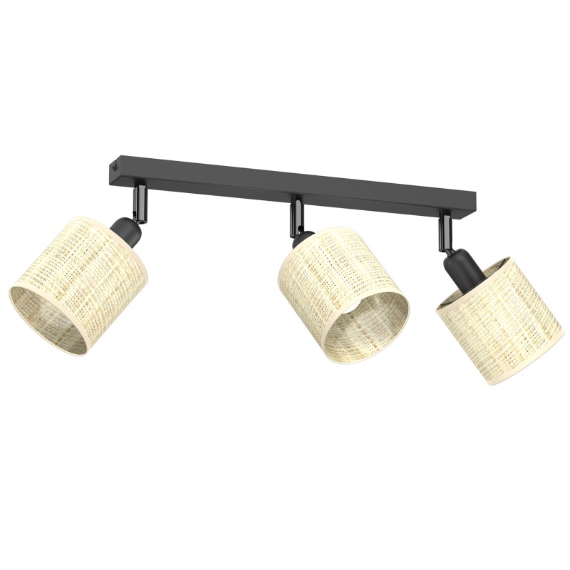 spot Rattan line bar 400 black, shade dia 100, h 100, 3xE27 5296